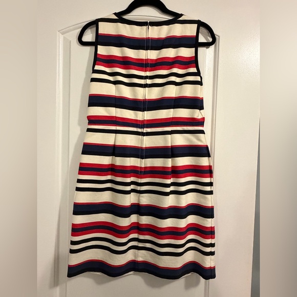 J. Crew Sleeveless Stripe Dress in Cream, Navy & Red - Picture 2 of 3